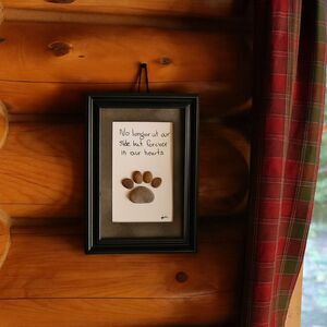 "No Longer At Our Side But Forever In Our Hearts" Pebble Art by Mimi 5x7 Framed